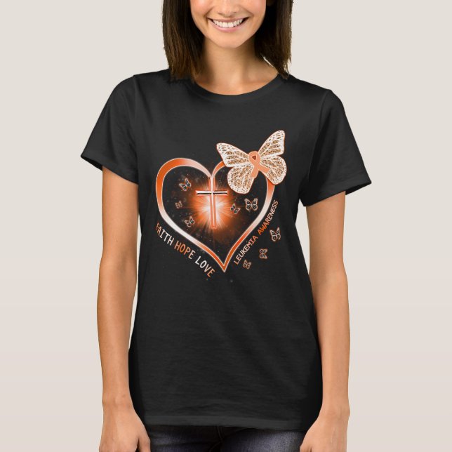 T-shirt leucémie coeur croix cadeau guerrier survivant (Devant)