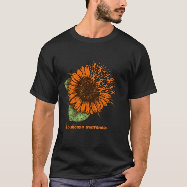 T-shirt leucémie orange conscience tournesol cadeau guerri (Devant)