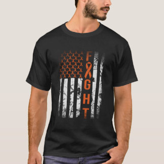 T-shirt Leukemia Ribbon Frappe Américain Drapeau Leukemia