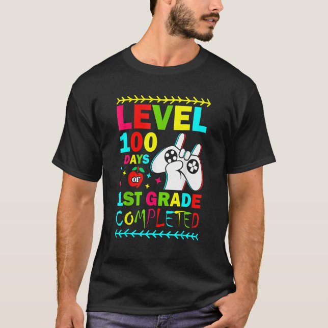 T-shirt Level 100 Days Of 1st Grade Primary School Game Co (Devant)