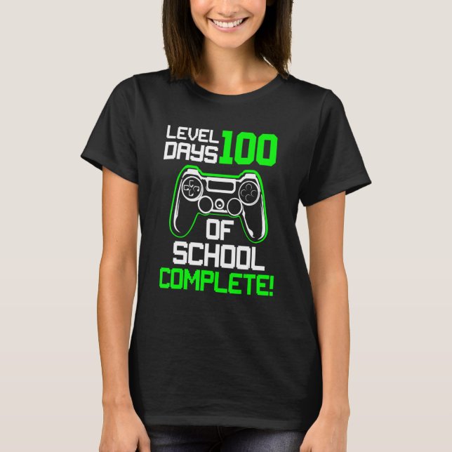 T-shirt Level 100 Days Of School Complete Video Games Boys (Devant)