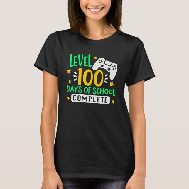 T-shirt Level 100 Days Of School Complete Video Games Boys (Devant)
