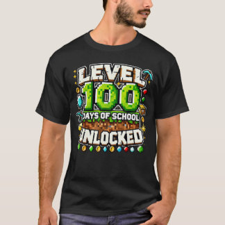 T-shirt Level 100 Days Of School Unlocked Gaming Piel art