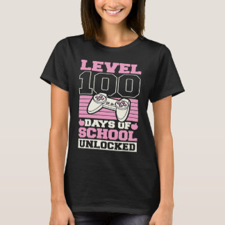 T-shirt Level 100 Days Of School Unlocked Video Games Game