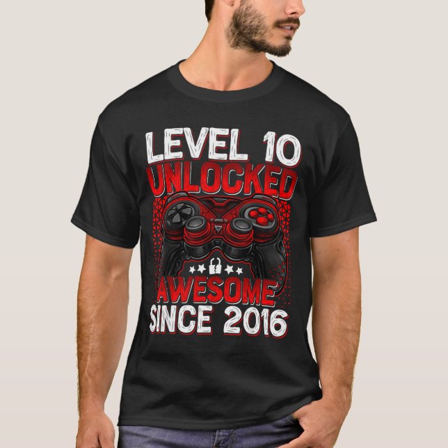 T-shirt Level 10 Unlocked 10 Year Old Boys 10th Birthday B (Devant)
