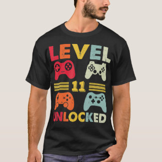 T-shirt Level 11 Unlocked  Funny Video Gamer 11th Birthday