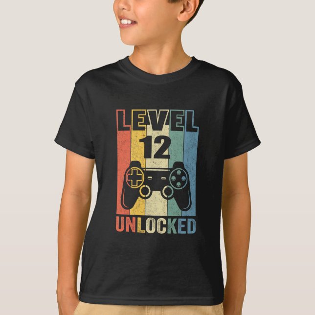 T-shirt Level 12 Unlocked Shirt Funny Video Gamer 12th Bir (Devant)