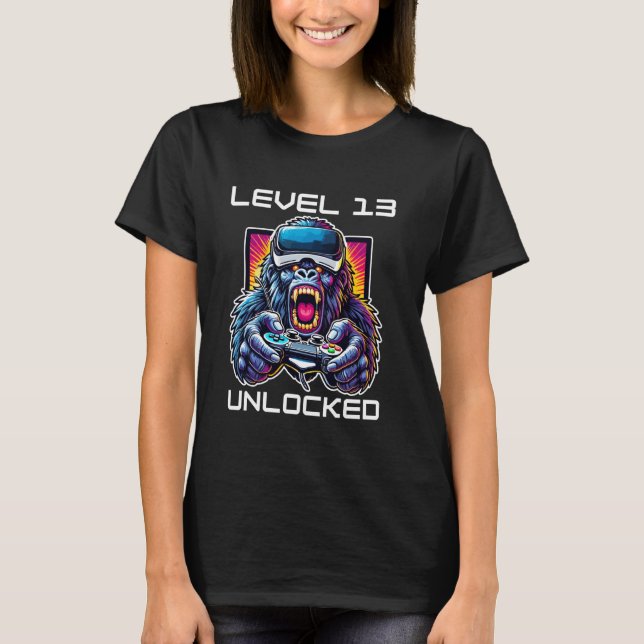 T-shirt Level 13 Unlocked Funny Video Gamer 13th Birthday (Devant)