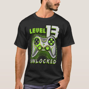 T-shirt Level 13 Unlocked Video Game 13th Birthday Gamer B