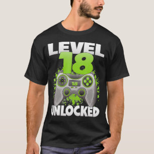 T-shirt Level 18 Unlocked Video Gaming 18th Birthday 2004 