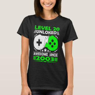 T-shirt Level 20 Awesome Since 2003 20th Birthday