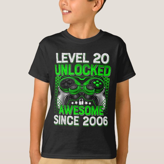T-shirt Level 20 Unlocked 20 Year Old Boys 20th Birthday B (Devant)