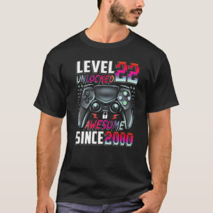 T-shirt Level 22 Unlocked Awesome Since 2000 22nd Birthday