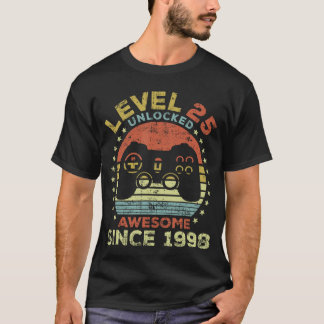 T-shirt Level 25 Unlocked Awesome Since 1998 25th Birthday