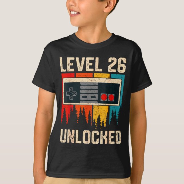 T-shirt Level 26 Unlocked Video Game Controller Birthday M (Devant)