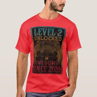 T-shirt Level 2 Unlocked Awesome Since 2020 2nd Birthday G