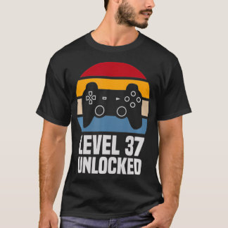 T-shirt Level 37 Unlocked 37th Birthday 37 Years Old Video