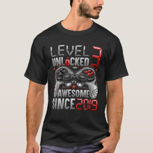 T-shirt Level 3 Unlocked Awesome Since 2019 3Rd Birthday G