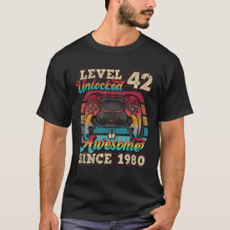 T-shirt Level 42 Unlocked Awesome Since 1980 42Nd Birthday