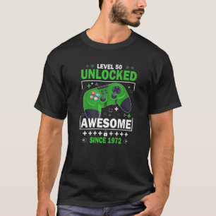 T-shirt Level 50 Unlocked Awesome 1972 Video Games 50Th Bi
