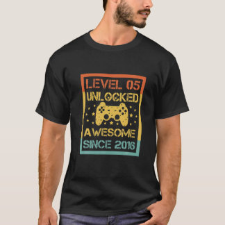 T-shirt Level 5 Awesome Since 2016 5Th Birthday G