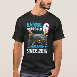 T-shirt Level 6 Awesome 2016 Video Game 6th Birth