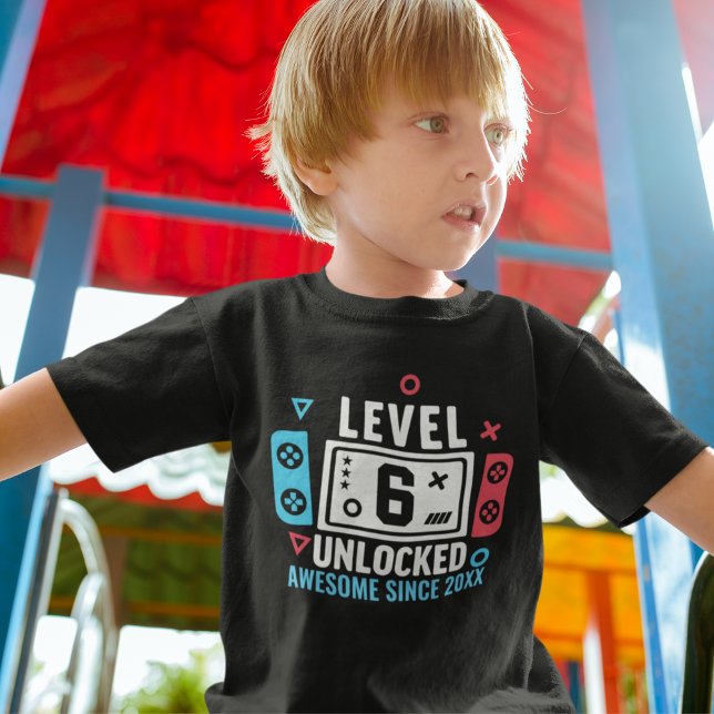 T-shirt LEVEL 6 UNLOCKED Gamer Birthday – Custom Year (Créateur téléchargé)