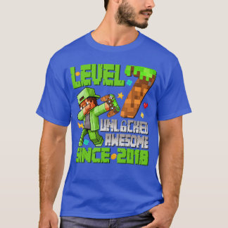 T-shirt Level 7 Unlocked Awesome Since 2018 7th Birthday G