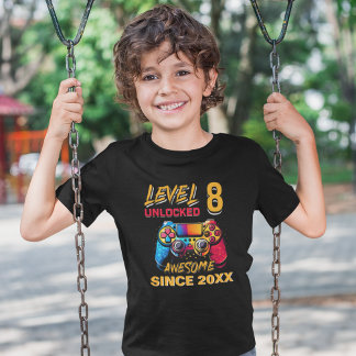 T-shirt Level 8 Unlocked - Fun Birthday 8 Gamer