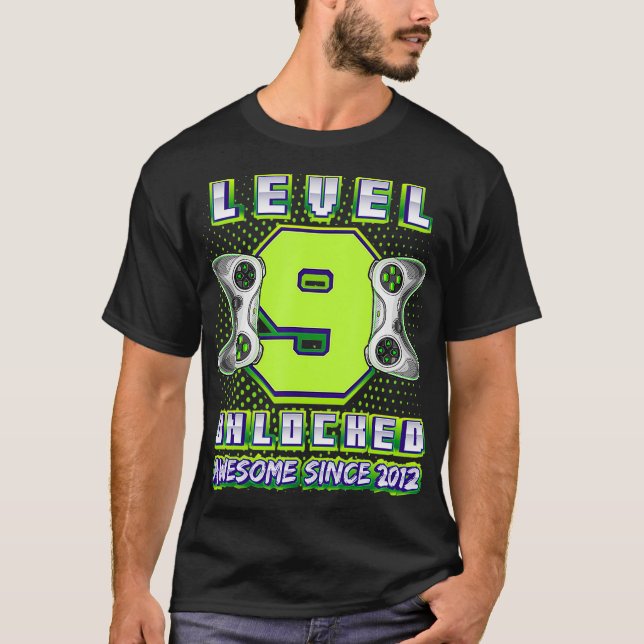 T-shirt Level 9 Awesome 2012 Video Game 9th Birth (Devant)