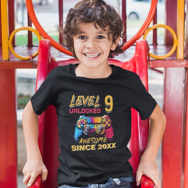 T-shirt Level 9 Unlocked - Fun Birthday 9 Gamer  (Créateur téléchargé)