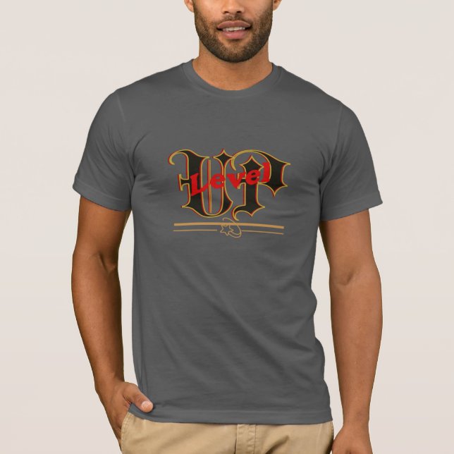 T-shirt Level Up Love – Gothic Typography Design (Front)