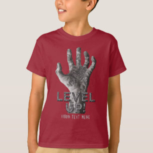 T-shirt "Level Up" texte personnalisé Vêtements à main Zom