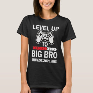 T-shirt Level up to big bro 2021 big sis little bro design