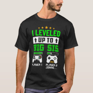 T-shirt Leveled Jusqu'À Big Sis 2023 Nouveau Gamer Soeur P