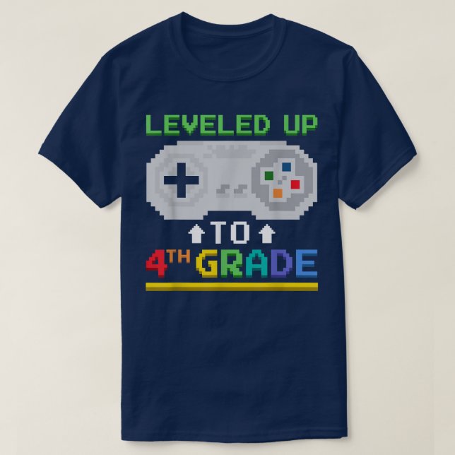 T-shirt Leveled Up To 4th Grade Gamer Video Game Controlle (Design devant)