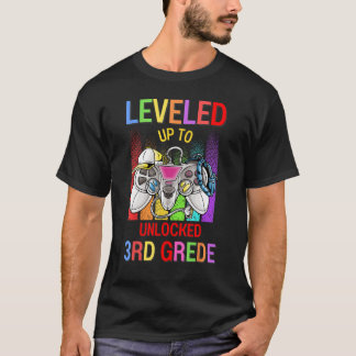 T-shirt Leveled Up To Unlocked 3rd Grade Video Game Back T