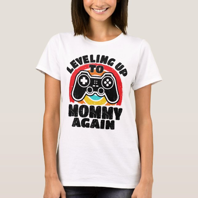T-shirt Leveling Jusqu'À Maman De Nouveau Joueur Promu À M (Devant)