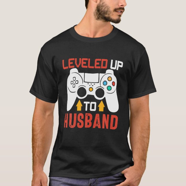 T-shirt Leveling Jusqu'À Mari Amoureux De Jeu Vidéo Drôle (Devant)