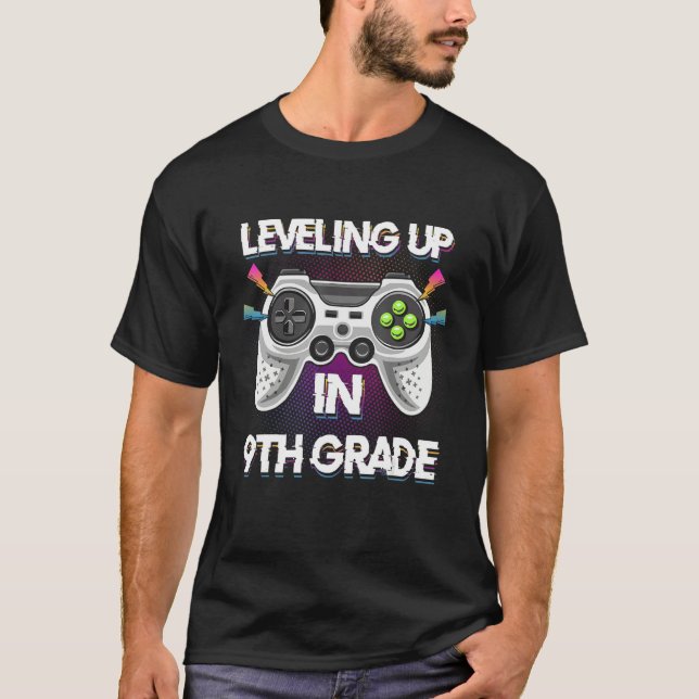 T-shirt Leveling Up In 9th Ninth Grade Video Gaming Tees S (Devant)