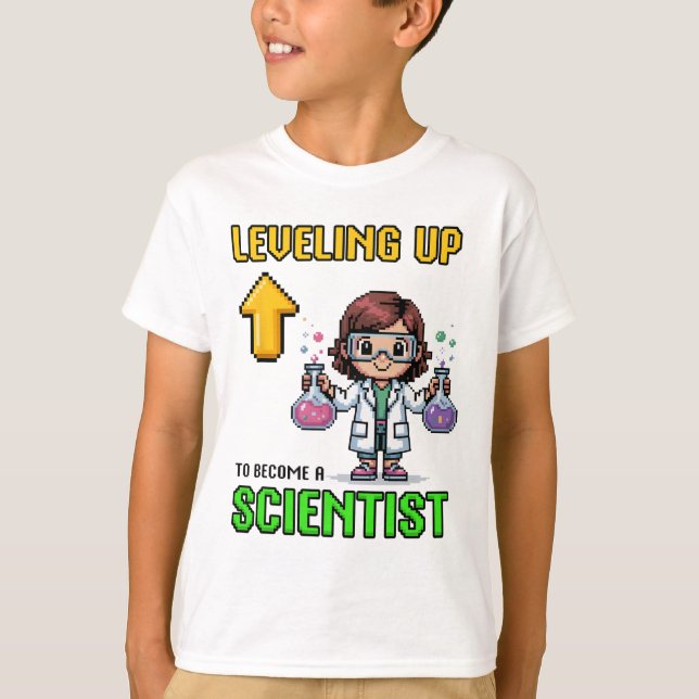 T-shirt Leveling Up Scientist Ck To School Funny Gamer Gir (Devant)