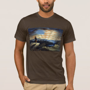 T-shirt Lever de soleil céleste du drapeau américain dans