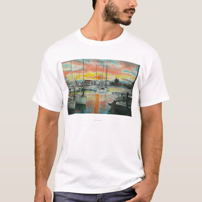 T-shirt Lever de soleil dans le port (Devant)