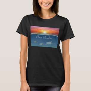 T-shirt Lever de soleil sur l'océan et tortue