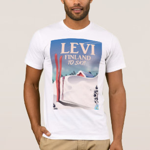 T-shirt Levi, affiche de voyage de ski en Finlande