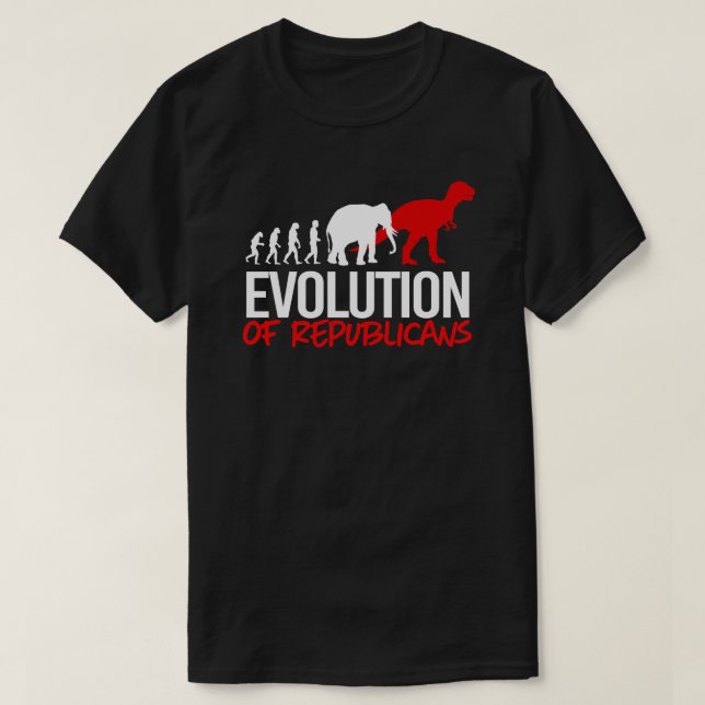 T-shirt L'évolution des républicains dans les dinosaures (Design devant)