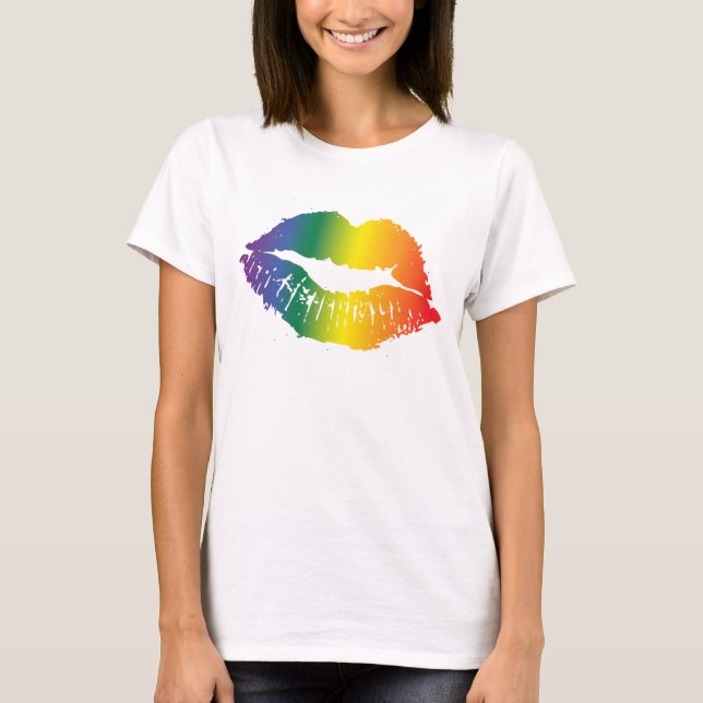 T-shirt Lèvres Arc-en-Ciel Fierté (Devant)