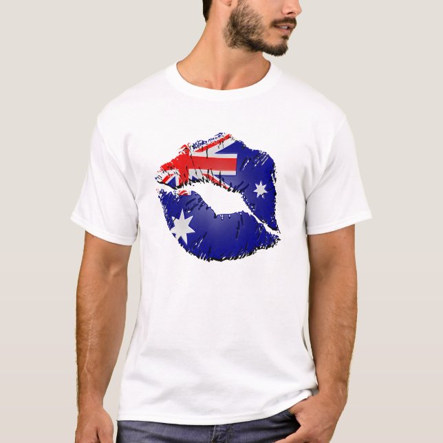 T-shirt Lèvres australiennes de drapeau (Devant)