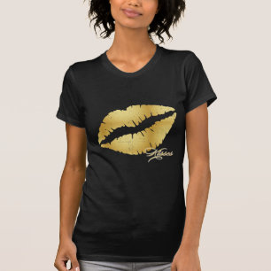 T-shirt Lèvres "baisers " d'or