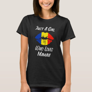 T-shirt Lèvres Bouche Aimer Roumain Drapeau Mamaia